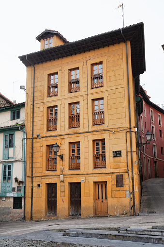 Oviedo, Spain - 11 December 2018: Plaza del Paraguas and San Isidoro street