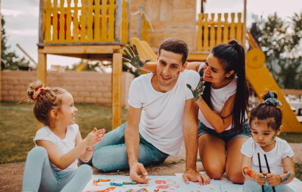 istock The family draws in the yard 1255748497