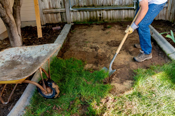 istock Worker uses a shovel to cut away sod for a backyard project 1255749256