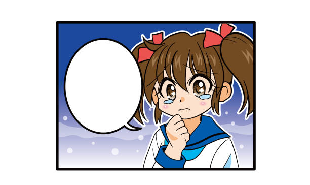 istock Cartoon cute girl with twin tails 1255749737