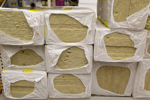 istock Thermal insulation yellow material in rolls for wholesale warehouse store 1255756129