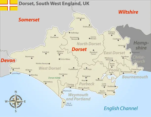 Vector illustration of Dorset in South West England