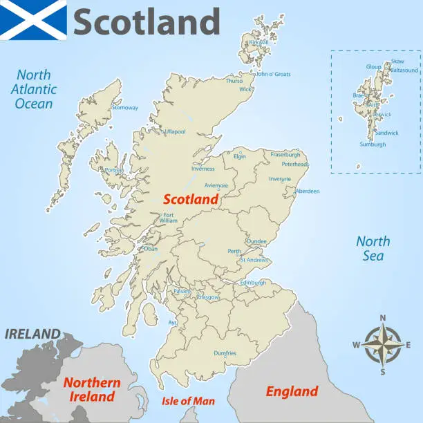 Vector illustration of Map of Scotland