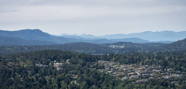 istock Vista with hazy mountains in background 1255763409