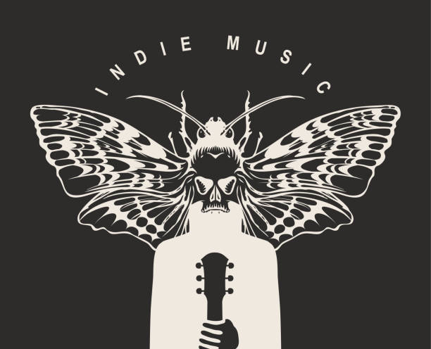 plakat festiwalu muzyki indie z chrząszczem - indie rock stock illustrations