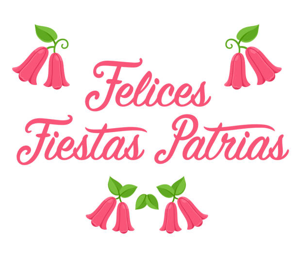 ilustraciones, imágenes clip art, dibujos animados e iconos de stock de felices fiestas patrias - copihue