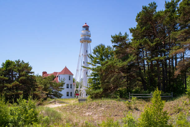 istock Rawley Point Lighthouse in Two Rivers, Wisconsin in July 1255769829
