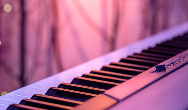 istock Piano keys on a beautiful colored background. 1255769878
