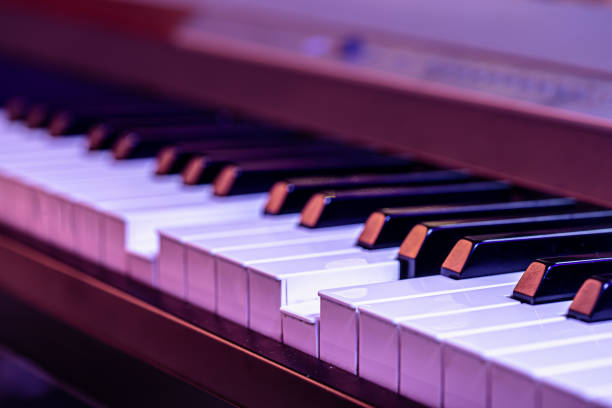 istock Piano keys on a beautiful colored background. 1255769883