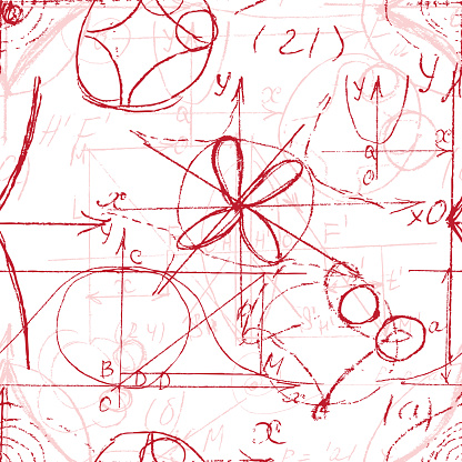 Graphic Line Patterns Math Math And Geometry Seamless Pattern With Handwriting And Drawing Of ...
