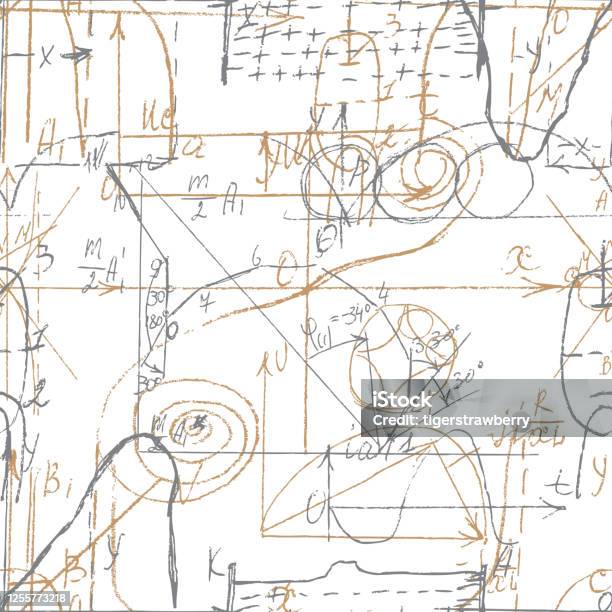 Graphic Line Patterns Math Math And Geometry Seamless Pattern With Handwriting And Drawing Of ...