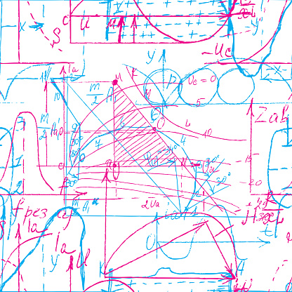 Graphic Line Patterns Math Math And Geometry Seamless Pattern With Handwriting And Drawing Of ...