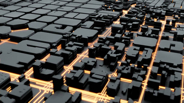 istock Techno mega city; urban and futuristic technology concepts, 3d rendering 1255774574