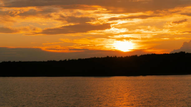 istock Golden sunset on the river 1255775859