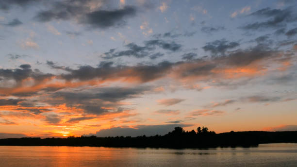 istock Golden sunset on the river 1255775865