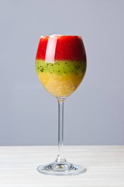 Fruit mousse in glasses, summer delicacy