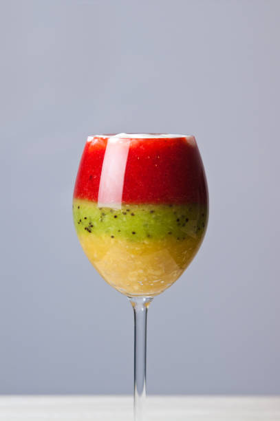 Fruit mousse in glasses, summer delicacy