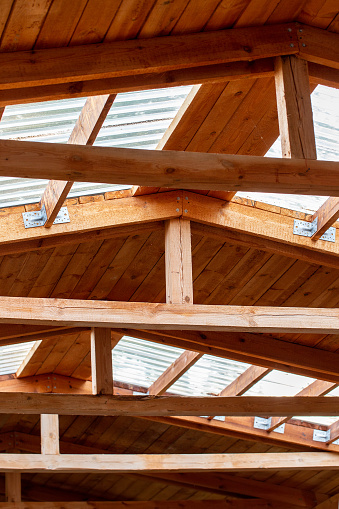 Double Rafter Beam Double Roof Rafters Construction Of Second Floor Inside Stock Photo ...