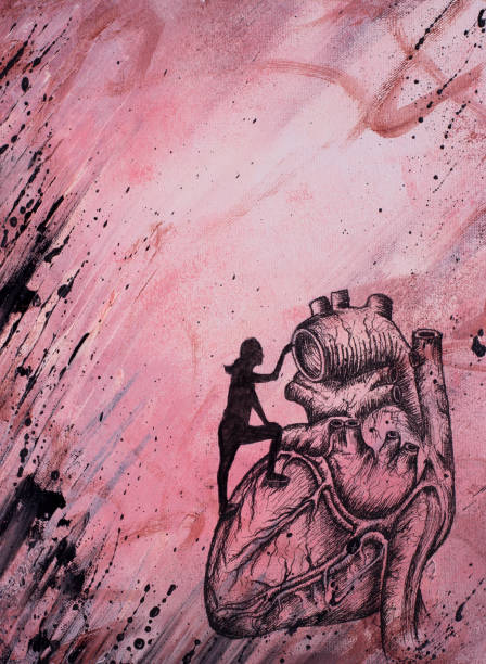 istock Abstract painting of woman looking into a heart 1255787262