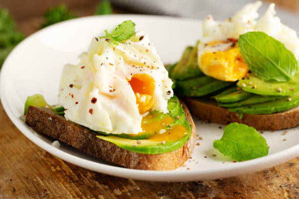 istock Sandwich with poached egg and avocado 1255790222