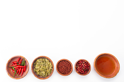 Image of a mix of spices isolated on white background