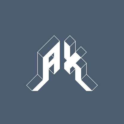A and X - monogram or logotype. Isometric 3d font for design. Volume alphabet. AX - Original letters.