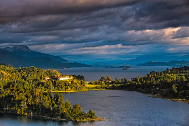 istock Lake and mountains landscape with dramatic sky. 1255794800