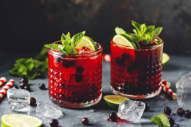 istock Freshmade cocktail with blackberry and mint 1255796562