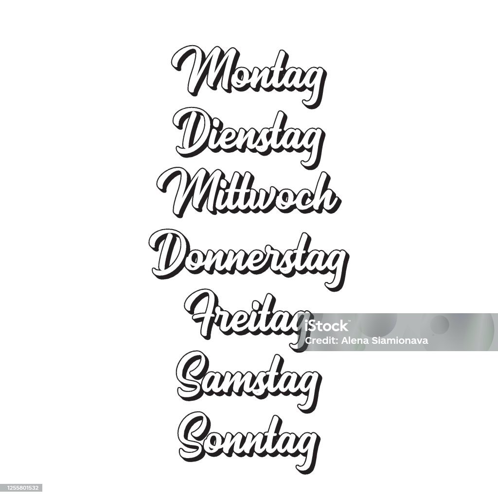 Friday In German Hand Lettered Days Of The Week In German Translated Monday Tuesday ...