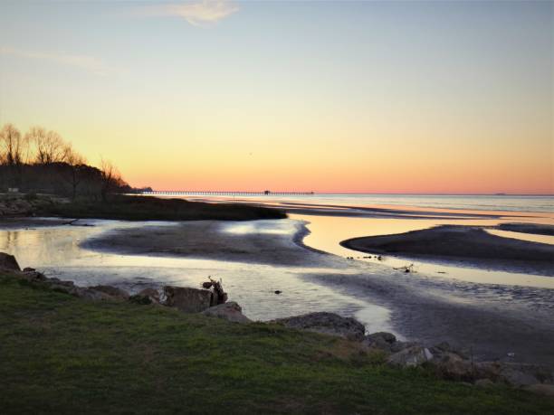 Beautiful sunset over river in La Plata, Argentina