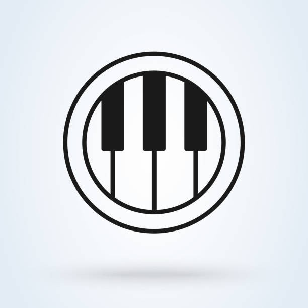 ilustrações, clipart, desenhos animados e ícones de elemento de design do logotipo do logotipo do piano. ilustração do ícone da linha. - melodic