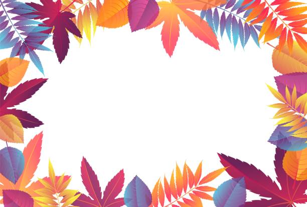 stockillustraties, clipart, cartoons en iconen met het kader van de herfst met de herfstblad - staghorn sumac