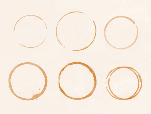 istock Close-up of coffee stains on textured paper 1255807869