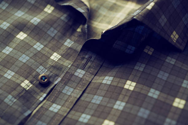 istock Close up of Men's checkered shirt. 1255811343