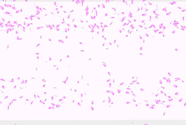 風に舞い舞う桜の花びら - 桜吹雪 ストックフォトと画像