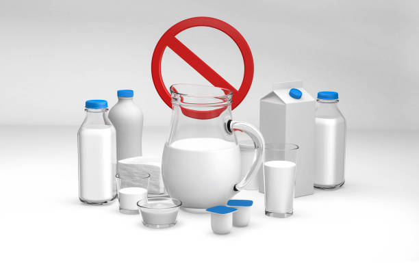 istock Dairy products lactose intolerance on white background. 3d rendering 1255826392
