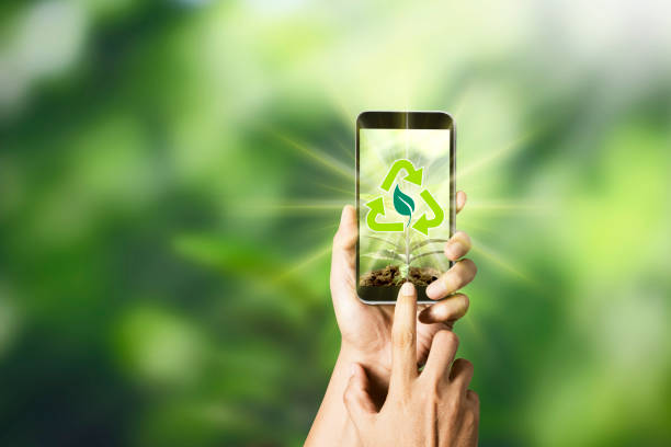 istock Concept of mobile phones and environmental technology 1255829450