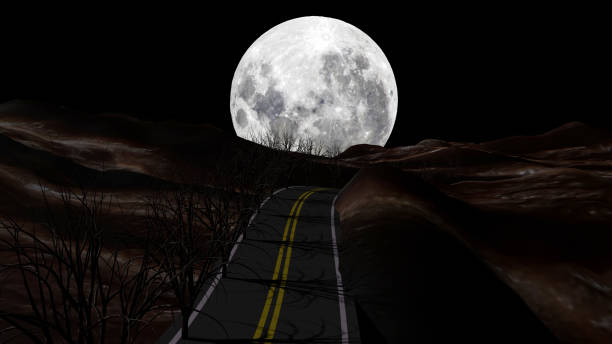 luna al final del camino - steep road footpath moving down fotografías e imágenes de stock