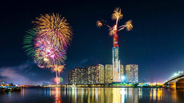 istock The fireworks sparkle in the holiday 1255830243