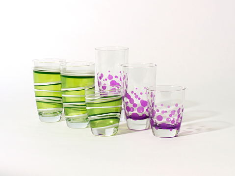 Hand crafted crystal glassware on white background