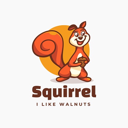 Vector Illustration Squirrel Simple Mascot Style.