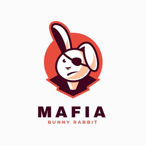 wektor ilustracja mafia prosty styl maskotki. - rabbit humor animal cartoon stock illustrations
