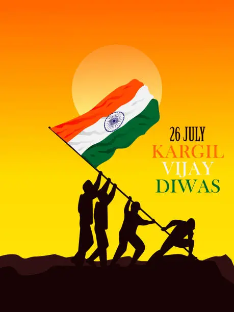 Vector illustration of 26 july kargil vijay diwas,kargil victory day illustration vector image