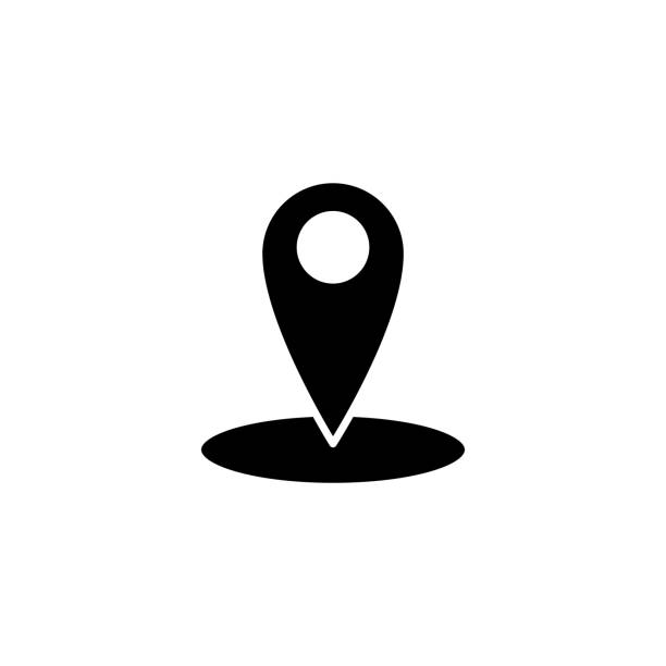 Illustration Vector graphic of pin location icon Illustration Vector graphic of pin location icon. Fit for trip, gps, position, map, navigation etc. geo locator stock illustrations