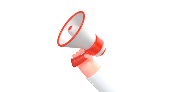 istock 3d render cartoon business hand with loud speaker 1255837364