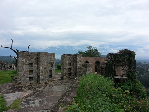 Ancient remains of historic Kangra Fort in Himachal Pradesh, India.
