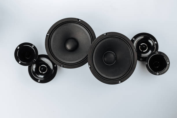 istock Car audio, car speakers, black subwoofer on a white background 1255839176