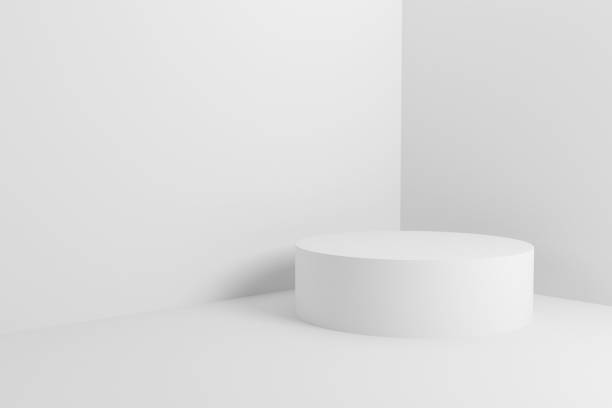 White podium in abstract background composition for product.