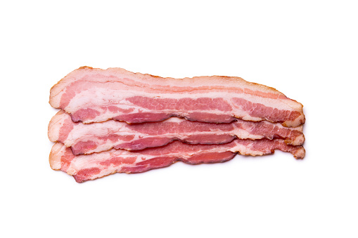 raw Bacon with clipping path.