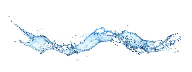 3d-illustration von wellen und spritzern - fließendes gewässer stock-fotos und bilder